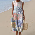 Women's Floral Art Pattern Design Midi Tank Dress artswardrobe