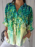 Women's Retro Forest Trees Print Shirt artswardrobe