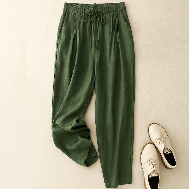 Women's Simple Solid Color Linen Blend Pants artswardrobe