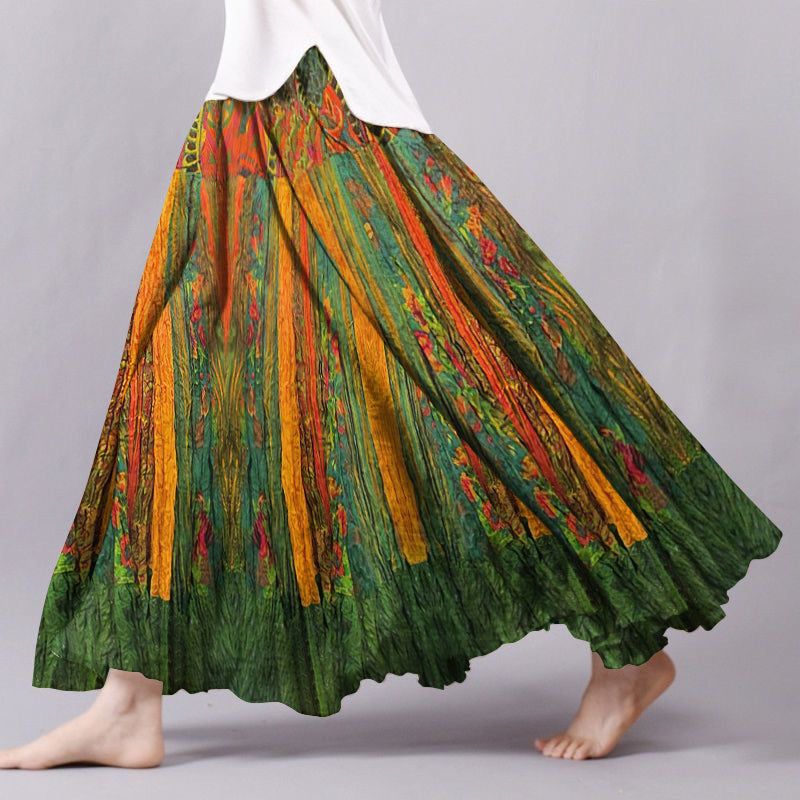 Boho Abstract Print Flowy Wide Skirt artswardrobe