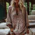 Comstylish Women's Floral And Tribal Tree Of Life Art Casual Shirt