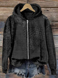 Comstylish Japanese Traditional Sashiko Art Comfy Zip Up Hoodie