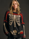 Vintage Halloween Bone And Floral Art Sweater artswardrobe