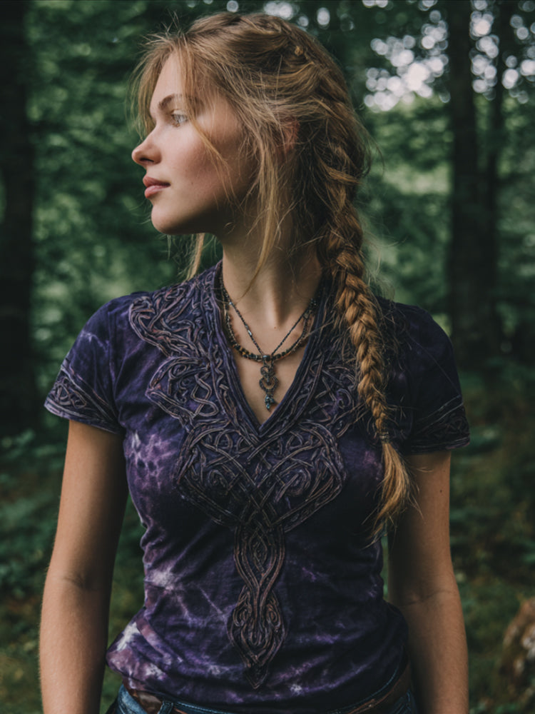 Women's Viking V-neck Short-sleeved Shirt artswardrobe