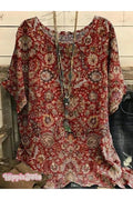 Women's Vintage Retro Ethic Art Print Top