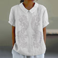 Comstylish Vintage Lace Art Casual Lapel Shirt