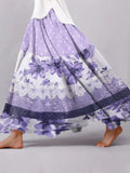 Women's Retro Casual Purple Floral Splicing Skirt artswardrobe