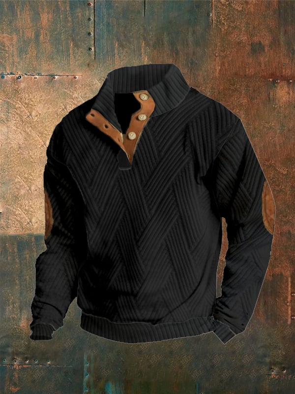 Men'S Plaid Print Button Casual Sweatshirt elevenforest