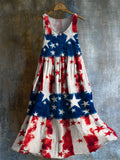 American Flag Inspired Bleached Flowy Linen Dress artswardrobe
