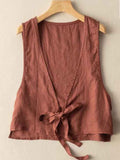 Women's Simple Versatile Linen Blend Casual Vest artswardrobe