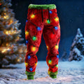 Comstylish Men's Christmas Light Print Flannel Sweatpants