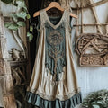 Viking Celtic Knot Patchwork Art Linen Tank Dress artswardrobe