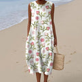 Women's Vintage Floral Art Print Design Midi Tank Dress artswardrobe