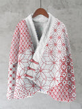 Comstylish Japanese Geometric Stitch Floral Pattern Women's Kimono