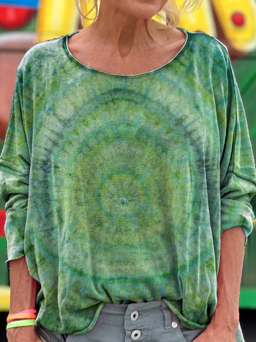Tie-Dye Kaleidoscope Art Print Casual Long Sleeve T-Shirt