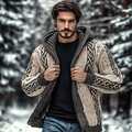 Men's Vintage Celtic Knot Jacquard Chunky Knit Cozy Zip Up Cardigan Sweater artswardrobe