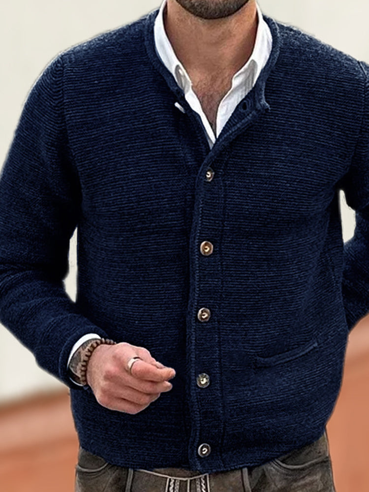 Men's Vintage Crew Neck Cozy Sweater Cardigan elevenforest