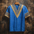 Egyptian Hieroglyphic Totem Men's Linen V-neck T-shirt artswardrobe