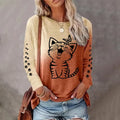 Women's Cat Gradient Print Long-Sleeve T-Shirt elevenforest