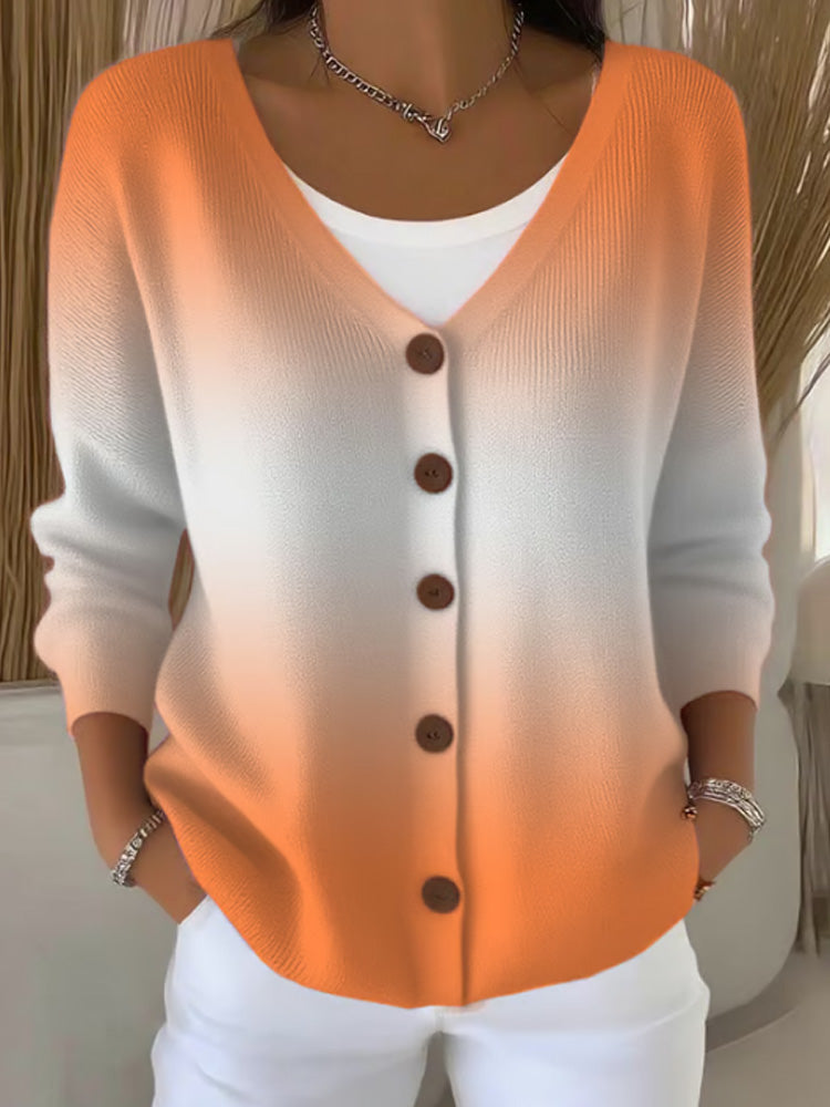 Women's Casual Autumn And Winter Gradient Cardigan artswardrobe