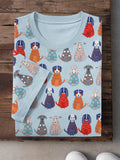 Comstylish Funny Dogs Embroidery Pattern Short Sleeve T-Shirt