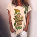 Comstylish Mushroom Frog Women'S Round Neck T-Shirt
