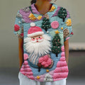 Comstylish Ugly Christmas Flip Lapel Casual Blouse