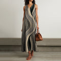 Women's Vintage Abstract Stripes Art Sleeveless Dress artswardrobe