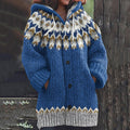 Vintage Iceland Knitted Print Hooded Cardigan Sweater artswardrobe