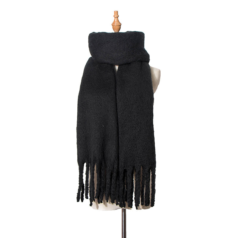 Vintage Thick Fringed Solid Color Scarf elevenforest
