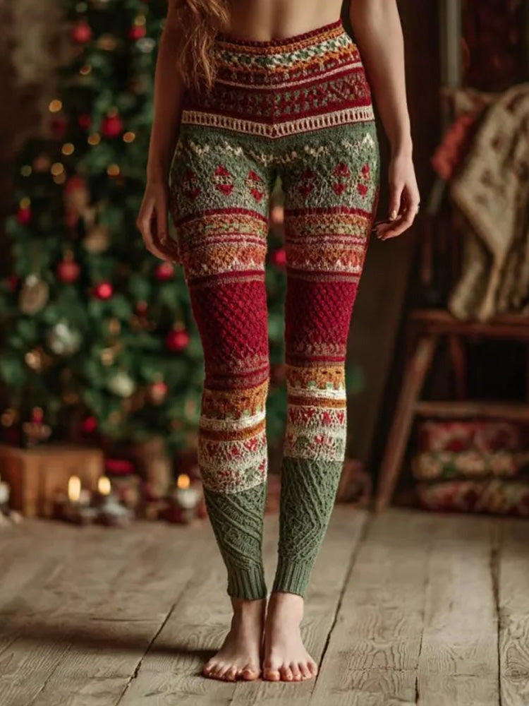 Comstylish Women's Christmas Art Cozy Knit Leggings