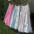 Women's Retro Plaid Pattern Floral Patch Linen Skirt artswardrobe