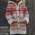 Fairman Island Contrast Print Hooded Sweater Cardigan elevenforest