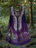 Boho Lavender Art Linen Patchwork Art  Sleeveless Tank Top artswardrobe