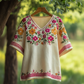Women's Bohemian Vacation Floral V-neck T-shirt