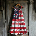 Vintage Loose Independence Day American Beauty Flag Panel Art Linen Tank Dress artswardrobe
