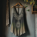 Vintage Tribal Celtic Knot Life Of Tree Gradient Art Print Women's Linen Tank Top artswardrobe