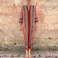 Comstylish Abstract Art Striped Print Linen Blend Dress