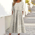 Women's Vintage Floral Print Linen Dress artswardrobe