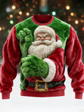 Comstylish Angry Santa Pattern Men's Flannel Sweatshirt