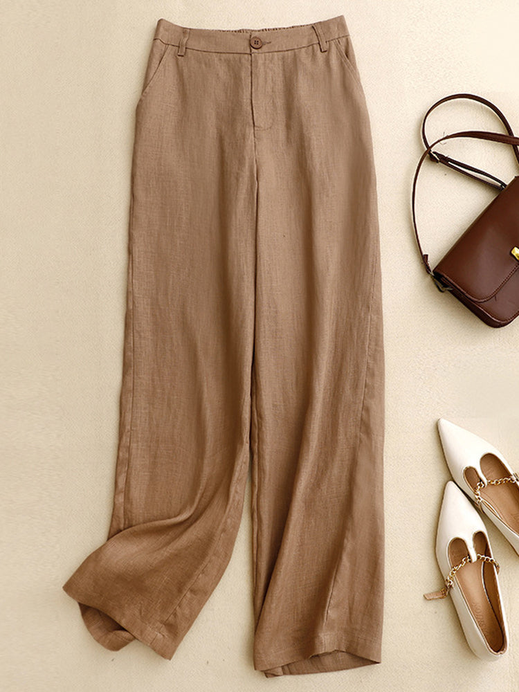 Comstylish Women's Linen Loose Straight Leg Pants