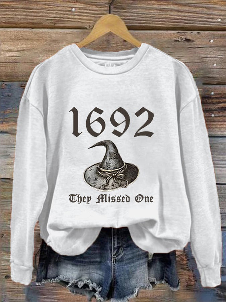 Comstylish Women's Halloween 1692 They Missed One Print Crew Neck Sweatshirt