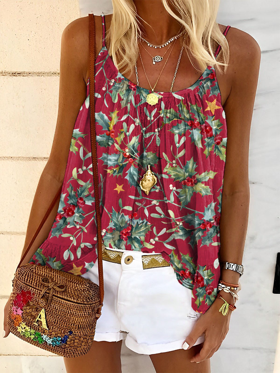 Women's Retro Flowers Art Print Tank Top