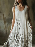 Boho Underwater Creatures Embossed Art Women's V-neck Vest Dress artswardrobe