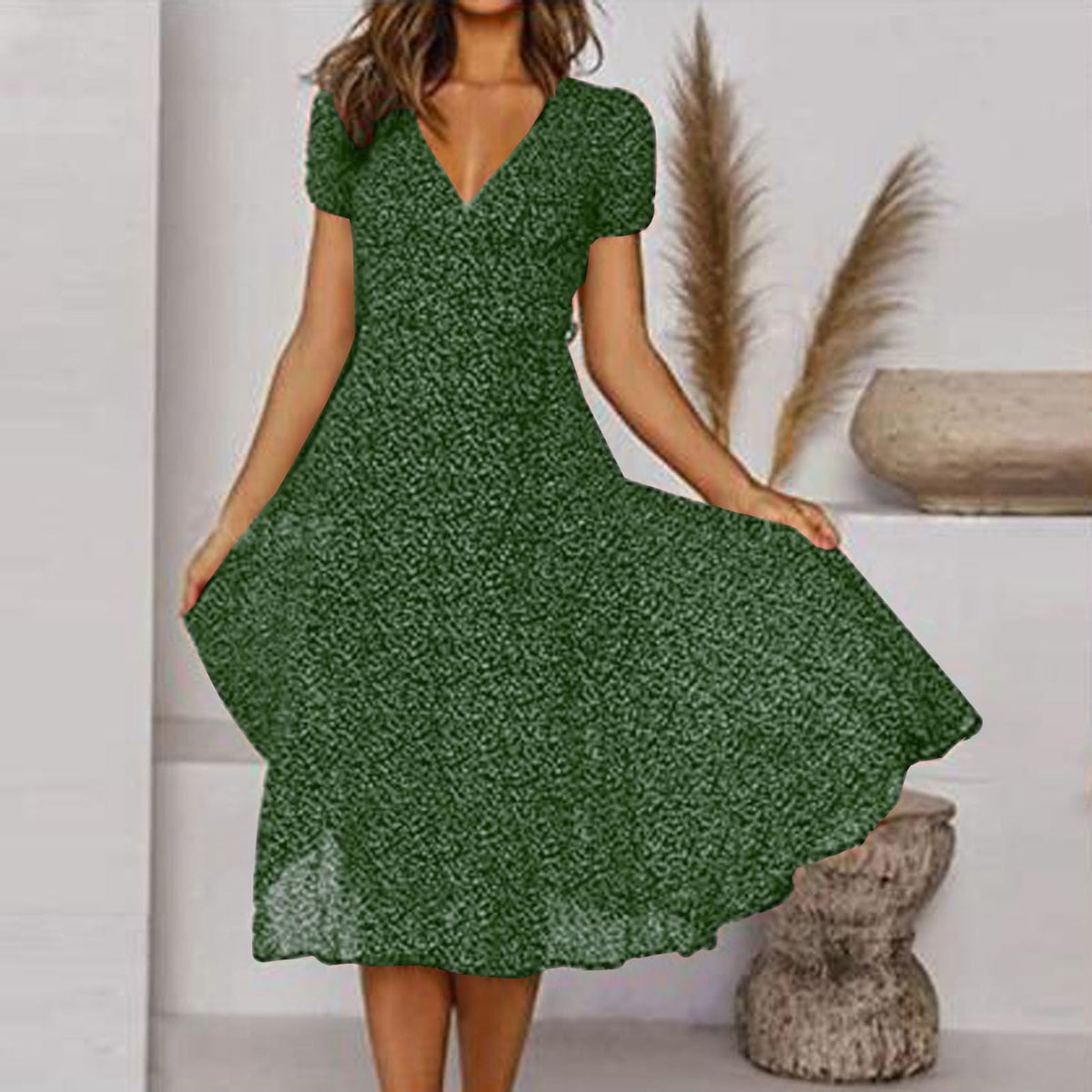 KS | V-neck wrap midi dress