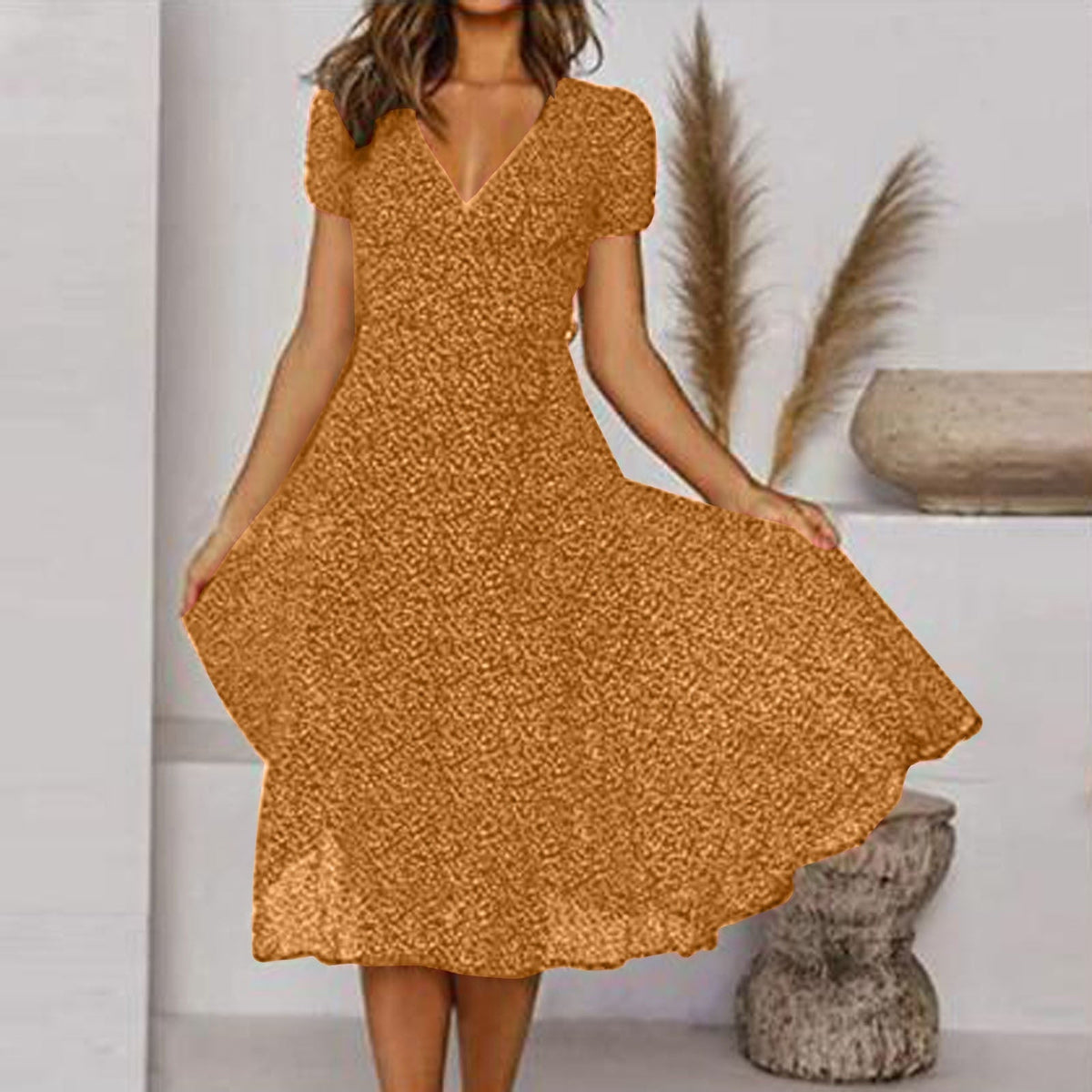 KS | V-neck wrap midi dress