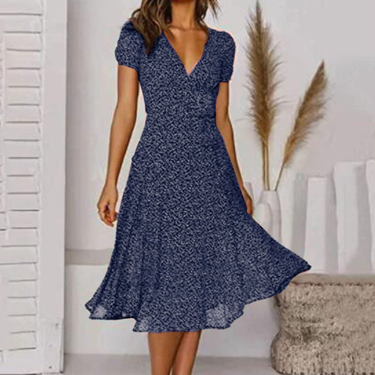KS | V-neck wrap midi dress
