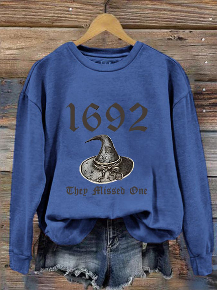 Comstylish Women's Halloween 1692 They Missed One Print Crew Neck Sweatshirt