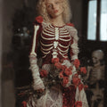 Comstylish Women's Halloween 3d Skull Flower Round Neck Dress