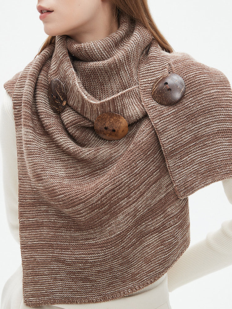 Vintage Mixed Color Button Up Cozy Scarf artswardrobe